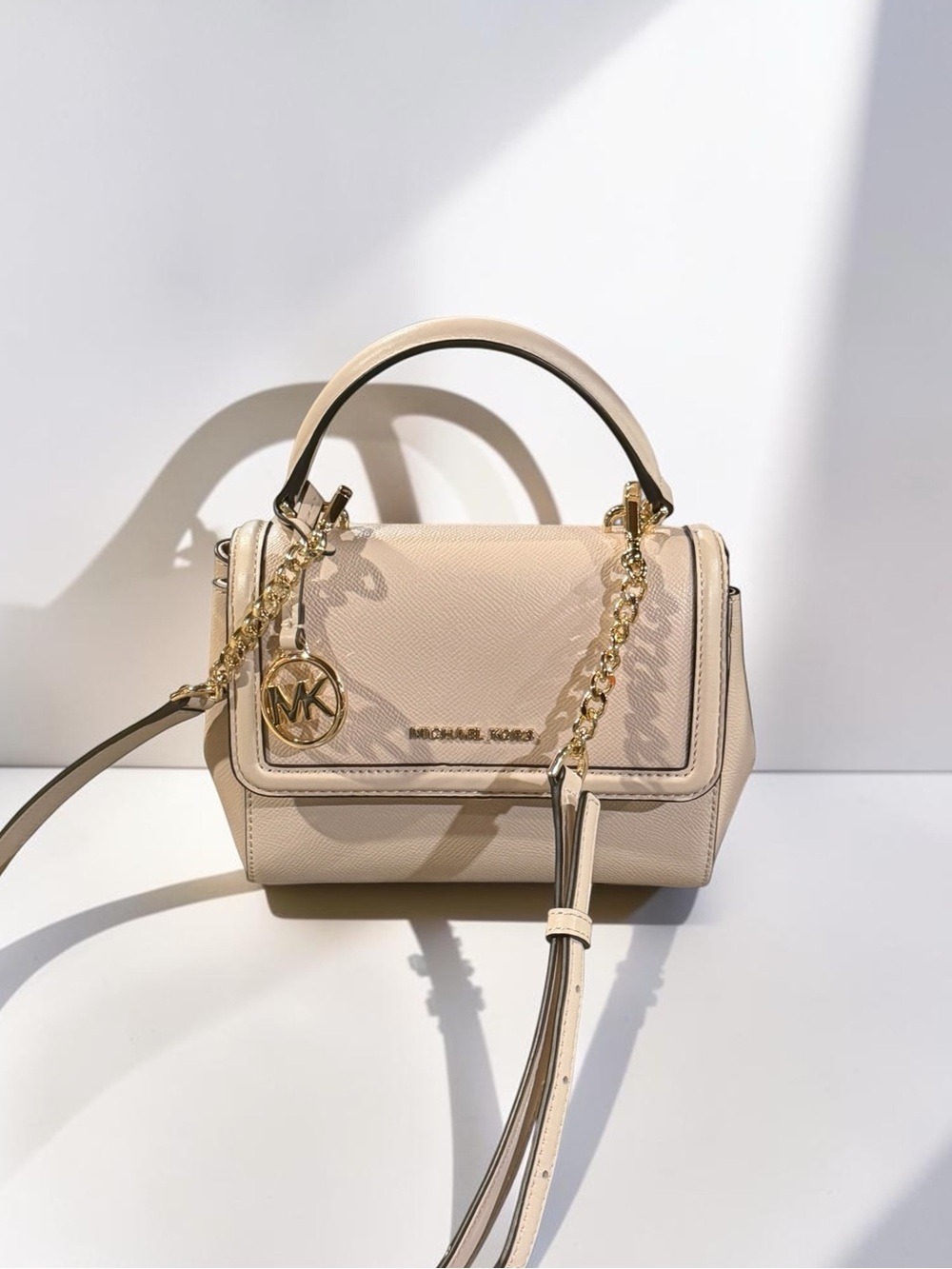 NEW Michael KORS Jet Set XS Top Handle Leather Soft Pink/Gold Crossbody